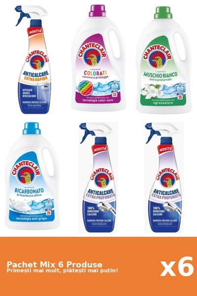 Chanteclair Set 6 Mix Chanteclair: 3 Anticalcar (Parfumat, Rapid), 3 Detergen...