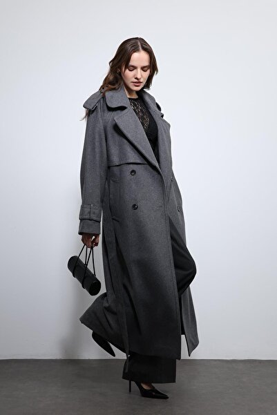 Antioch Anthracite Oversized Belted Coat