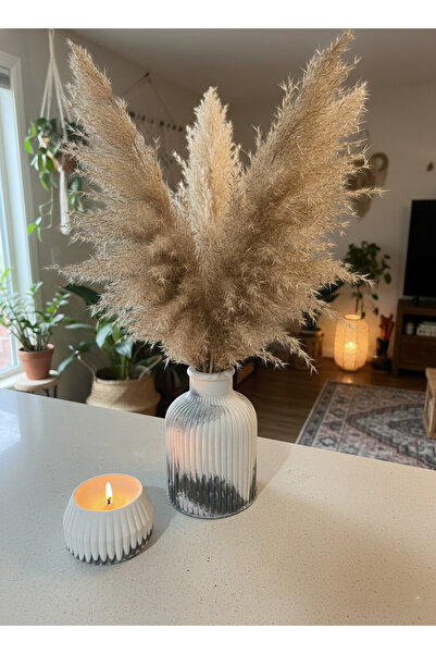 Nova Deco Bohemian Nordic Ceramic Vase and Soy Candle Set |   Matte Gray Whit...