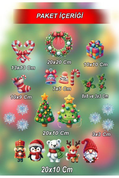 Aysprint New Year's Knitted Concept Wall - Door - Glass - Showcase - Room Sticker / Label Ornament