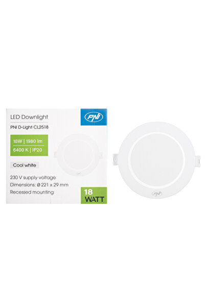 PNI Spot LED D-Light CL2518 18W, recessed, round 22 cm, 6400K