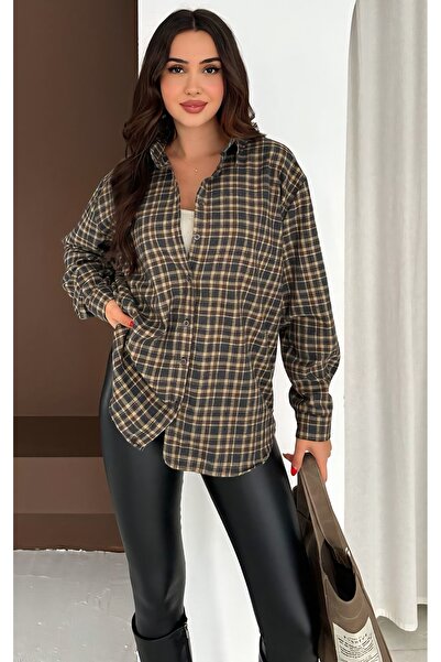 Noa Noa Standard Size Plaid Pattern Long Sleeve Shirt