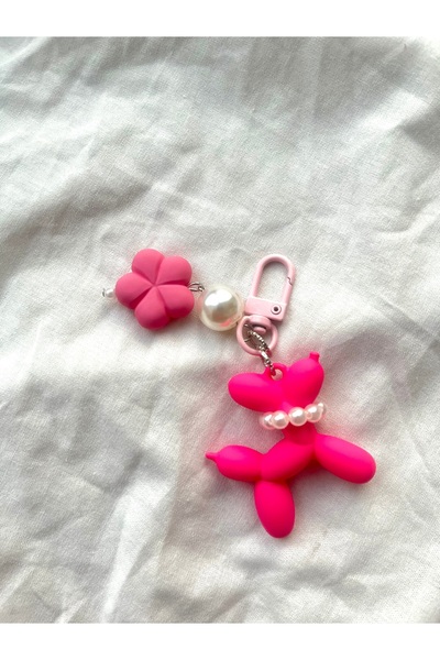 SINEAKSESUAR Pembe incili çanta charmı çanta aksesuarı