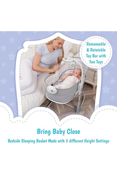 Mastela 6 In 1 Deluxe Multi-Functional Bassinet - Portable Rocking Sleeper (Grey)