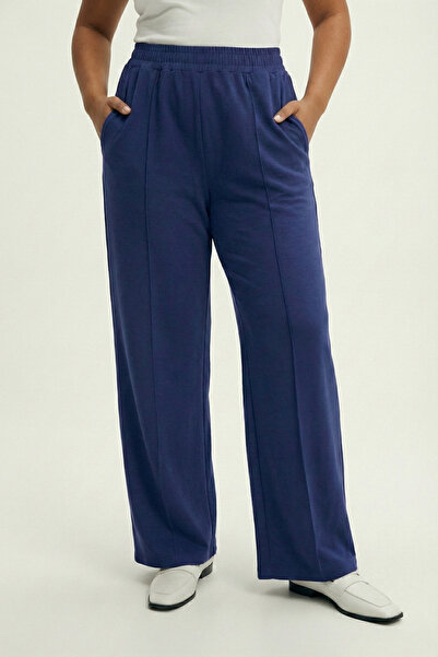 Mivoon Oşho Modal Wide Leg Ribbed Pleated Pocket Detailed Soft Trousers
