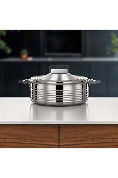 Almarjan Mahra Hot Pot Set of 3 Stainless Steel Silver (H 25 P 3)