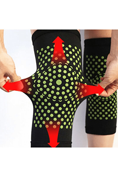 CRM Set Self-Heating Knee Braces with Tourmaline, CRM, Elastic, Universal Size, Unisex, Black