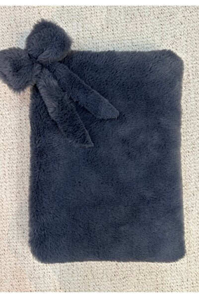 MUTE BAG Plush Tablet Bag / Gray Plush Tablet Case with Bow Charm 11'' - 12'' Inch (30*22)