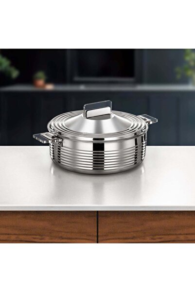 Almarjan Mahra Hot Pot Set of 3 Stainless Steel Silver (H 25 P 3)