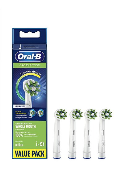 ORAL -B Crossaction CleanMaximiser Replacement Heads x 4, Original Refill for Electric Toothbrush