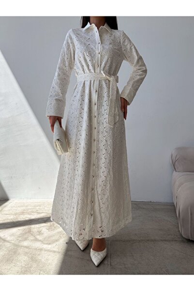 Swan Woman Brode Detailed Dress