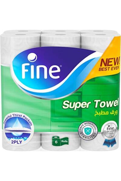 FINE Super Double-Ply Kitchen Paper Towels - 6 Rolls
