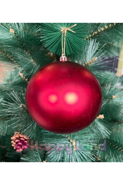 Happyland Christmas Tree Ornament 1 Piece Large Size 12 cm Red Color Shiny -Matte-Silvery Christmas Ball