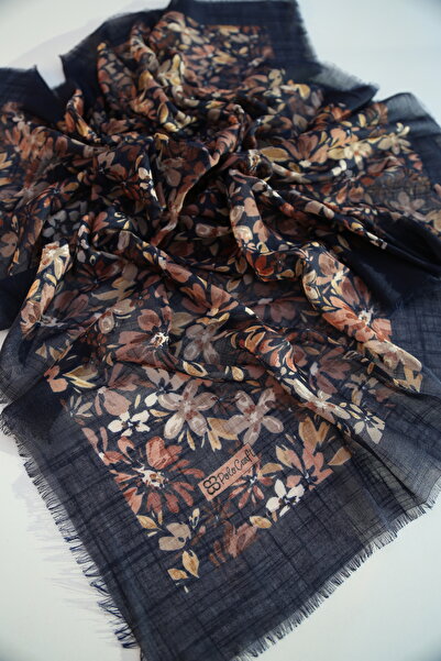 POLO CRAFT Keten Yazma Çiçekli Desen Tülbent