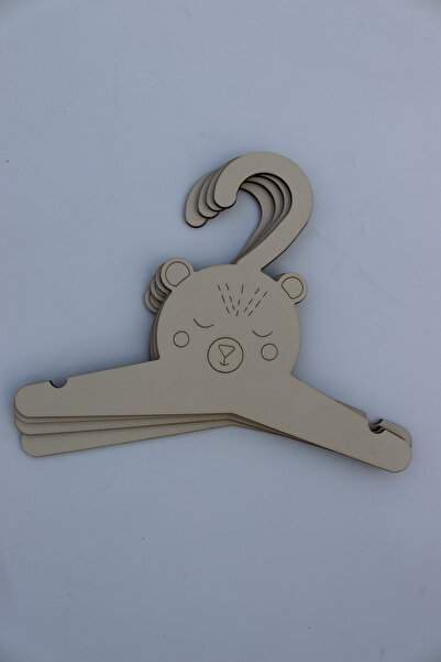 Assa Wood Ahşap Kedi Köpek Kıyafet Askısı 7 Adet Askılık-Büyük Ayı (KREM RENGİ)