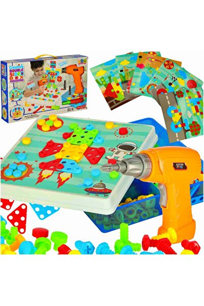 ARISTEF Interactive toy, Construction set for children, DIY kit, drill and 261 pieces in suitcase