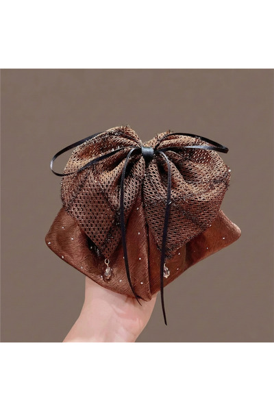 Pelin Aksesuar Cataramă cu arc suspendat din piatră de cristal texturată cu sclipici maro