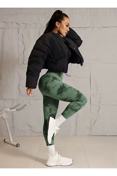 CEDAN Stretchy, Tie-Dye Pattern, Hip-Lifting Exercise Pants, Machine Washable, Sports Style