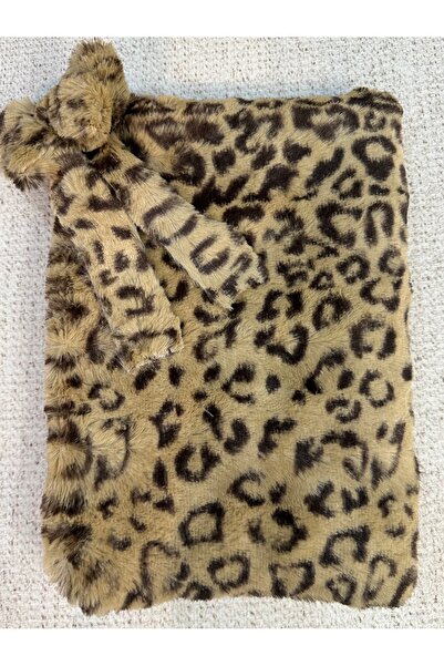 MUTE BAG Plush Tablet Bag / Leopard Plush Tablet Case with Bow Charm 11'' - 12'' Inch (30*22)