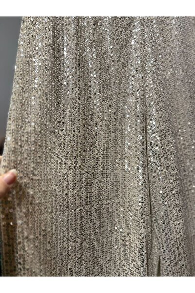 MODAGK Sequined Elastic Waist Casual Trousers-Ecru