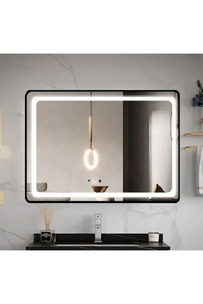 Smack Oglinda baie LED & Touch, 80 X 60 Cm, Functie Dezaburire Si Ceas, Rama ...