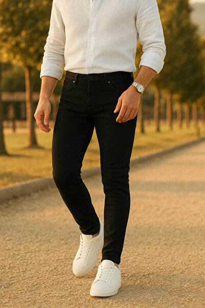 comstar Men's Trend Slim Fit Black Jeans