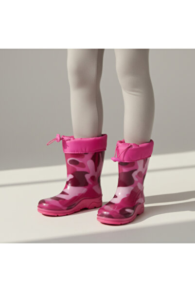 PATİK BEBE KIZ ÇOCUK İÇİ KÜRKLÜ PEMBE RENK SU GEÇİRMEZ YAĞMUR ÇİZMESİ