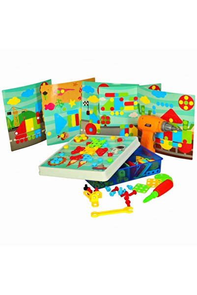 ARISTEF Interactive toy, Construction set for children, DIY kit, drill and 261 pieces in suitcase