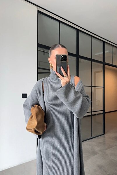 Helen Goods Women's High Neck Knitwear Dress Cardigan Set