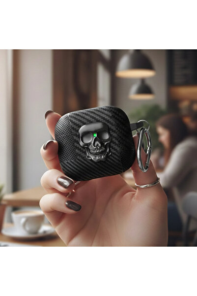 CaseOnn حافظة Apple AirPods 3 آمنة ومغلقة باللون الرمادي الداكن من الكربون