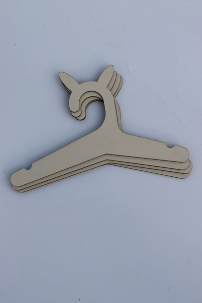 Assa Wood Wooden Children's Hanger 7 Pieces Hangers - Rabbit Baby Wardrobe Hanger (Cream Color)