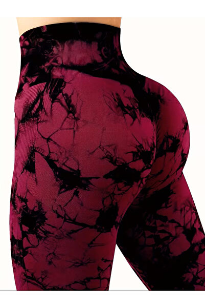 CEDAN Stretchy, Tie-Dye Pattern, Hip-Lifting Exercise Pants, Machine Washable, Sports Style