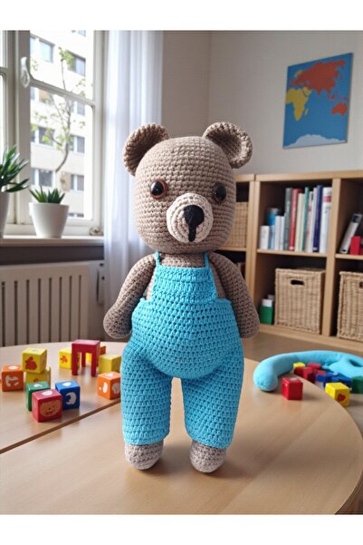 Talinhandmade دمية دب محبوكة يدويًا باللون الأزرق