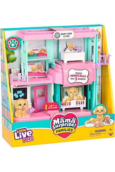 LITTLE LIVE PETS Mama Surprise Families Pet Vet Playset - Baby Care Clinic (3 Puppies)