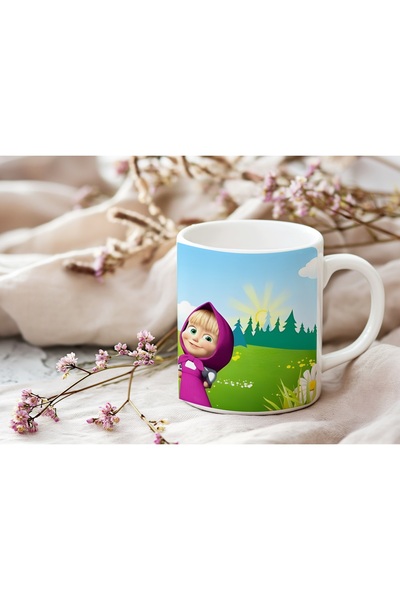 Beramussa Maşa ve Koca Ayı İkili Karakter Kupa Bardak - Çocuklara Özel Renkli...