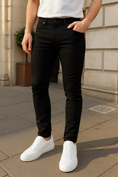 comstar Men's Cotton Skinny Black Jeans
