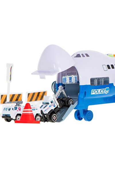 ARISTEF Interactive play set, Transport plane with lights and ramp, 6 cars included + accessories