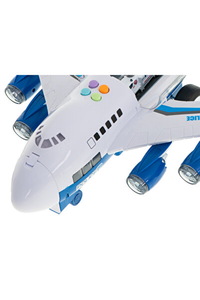 ARISTEF Interactive play set, Transport plane with lights and ramp, 6 cars included + accessories