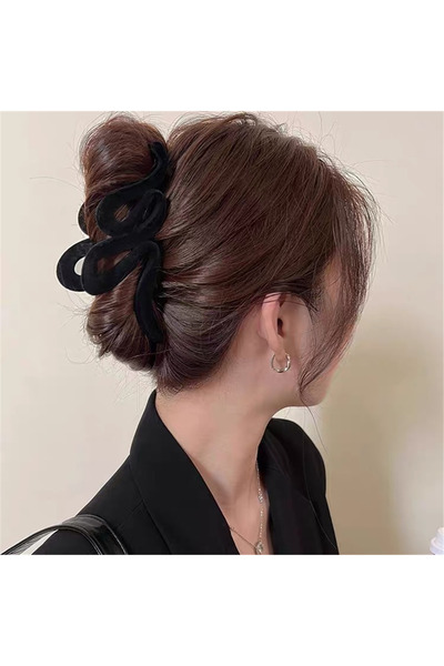 Pelin Aksesuar مشبك ماندالا حديث مطوي بملمس مخملي أسود