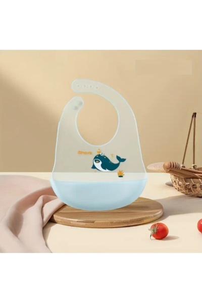 alka مريلة أطفال من السيليكون بنمط الحوت - قطعة واحدة مع جيب للتخزين