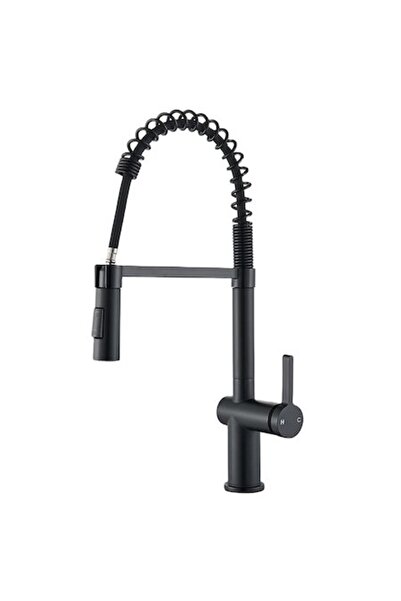 SokShop Baterie chiuvetă bucătărie Blackswan M361 negru mat cu duș extractibil în 2 moduri, 52 cm