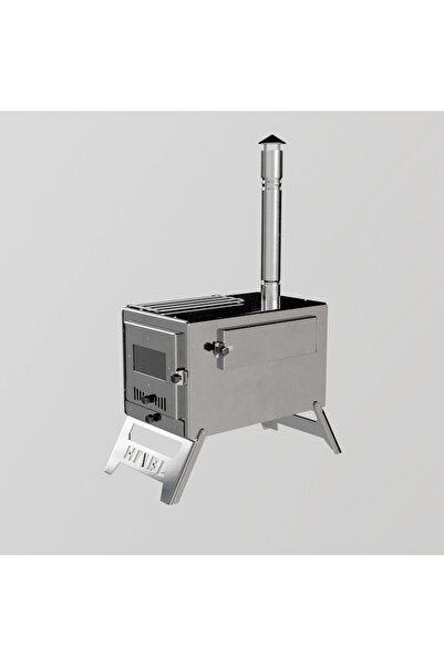 habl -Krom Kuzineli Çadır Sobası–Kül Hazneli|430 Krom, 1.50 mm Sac,Kamp Sobası ve Outdoor Soba Seti