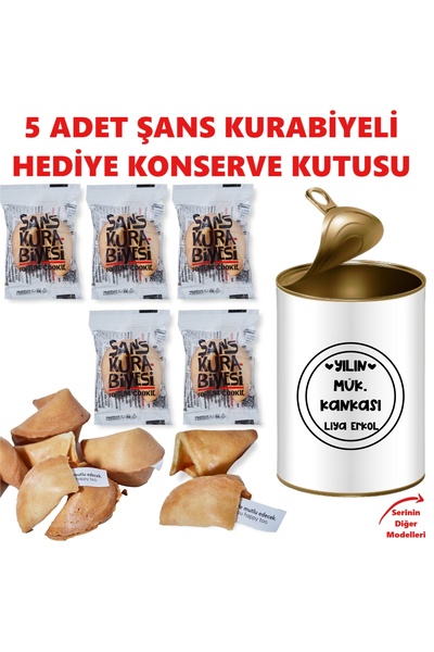 E-Hediyeci Kişiye Özel Yılbaşı Hediyesi,Motivasyon Hediye Kutusu - Motivasyon Mesajlı 5 Adet Şans Kurabiyesi