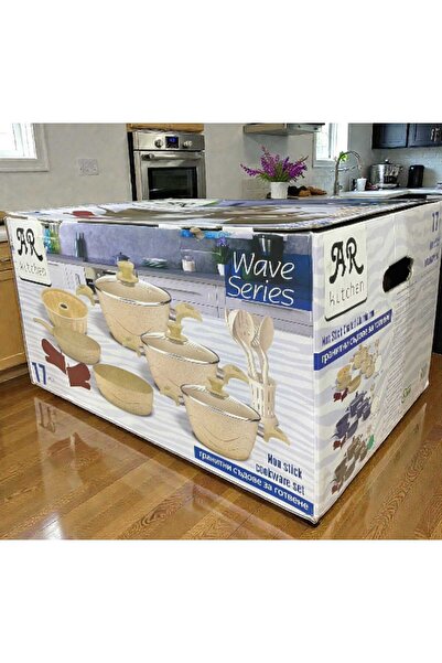 AR Turkish granite cookware set, 17 pieces, gray color, 14004