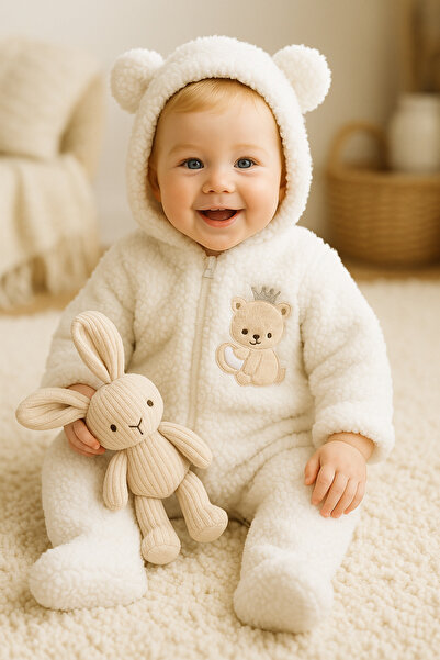 BUUDE kedi desenli tulum - Bebek - Beyaz