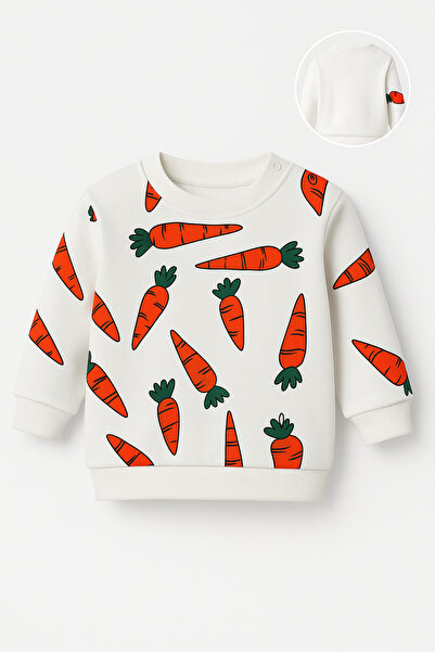 mini mia Baby Carrot Patterned 2-Piece Sweatshirt and Pants Set – Organic Comfort, Fun Design