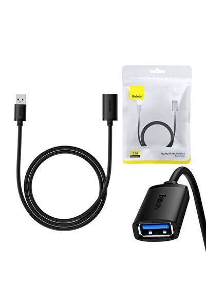 Baseus USB 3.0 M to F Extension Cable, AirJoy Series, 1 m (Black)