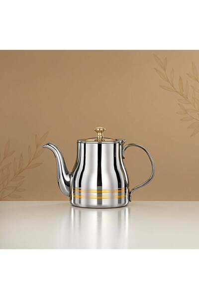 Almarjan إبريق شاي من الفولاذ المقاوم للصدأ باللون الفضي الذهبي 0.7 لتر – أناقة