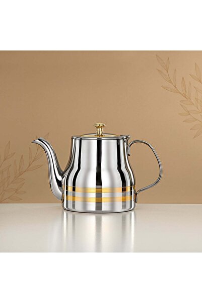 Almarjan Teapot Stainless Steel Silver Gold 1.2 L – Elegance