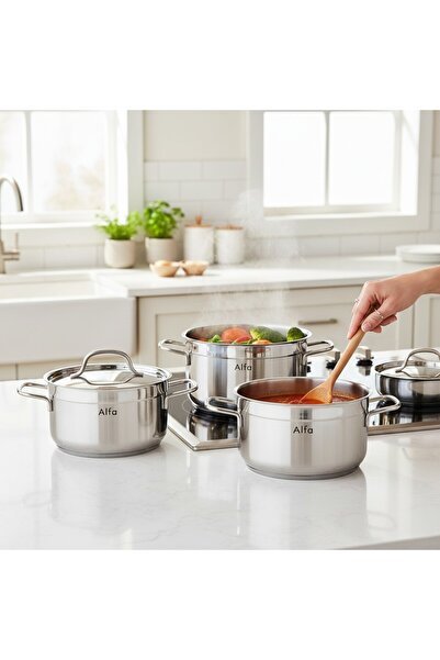 BIN SHIHON CO Alpha (ORIGINAL) Stainless Steel Cookware Set (6 pieces)